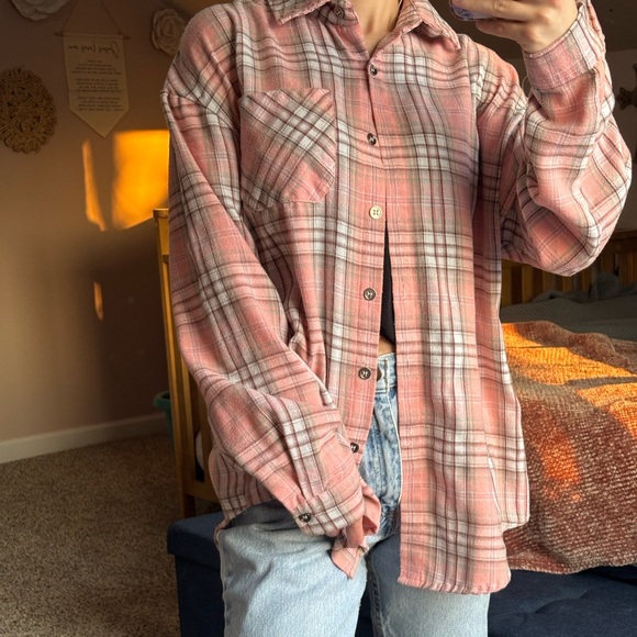 Plaid Button Down Shirt - Pink - Picture 4 of 5